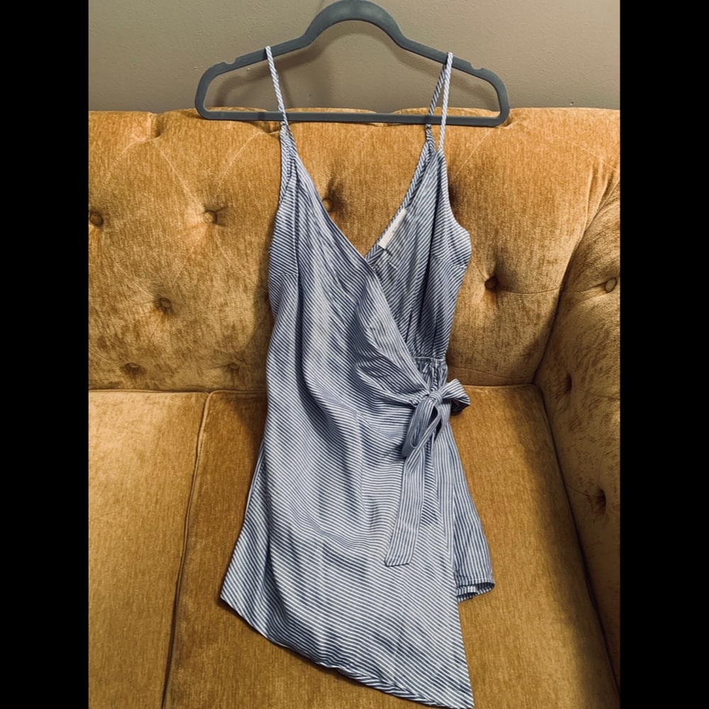 Blue and White Wrap Romper